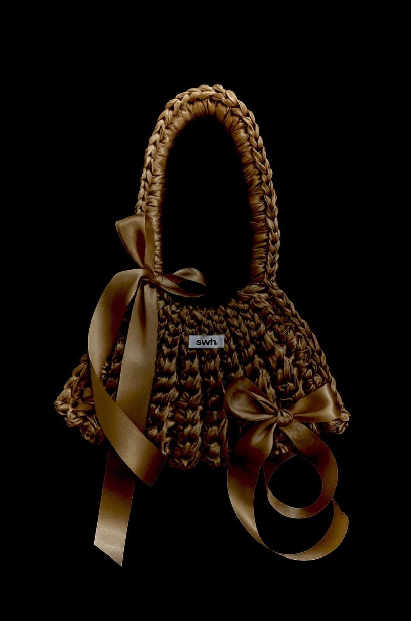 Brown satin bag