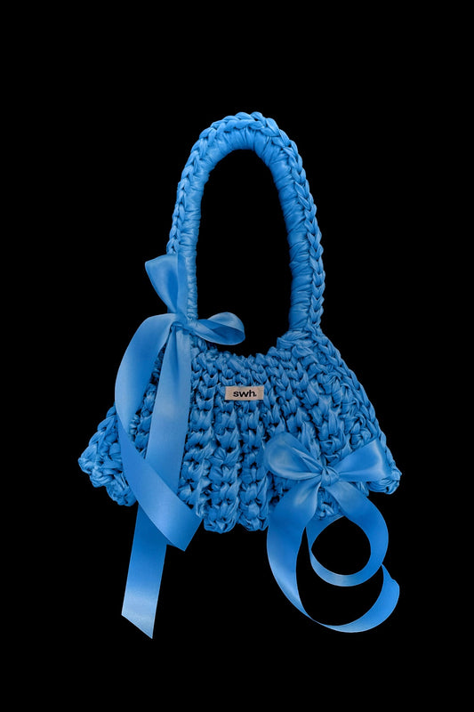 Blue satin bag